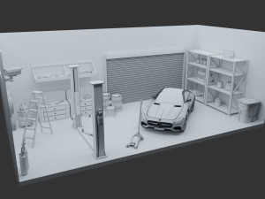car garage with tools 3D 모델
