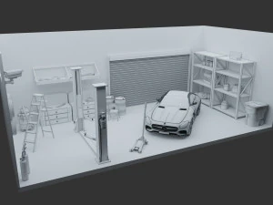 car garage with tools 3D Model