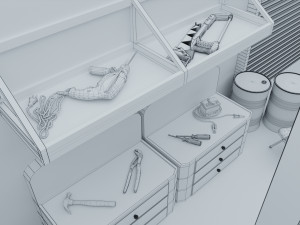 car garage with tools 3D 모델