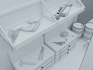 car garage with tools 3D Model