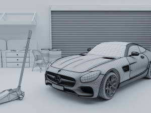 car garage with tools 3D 모델