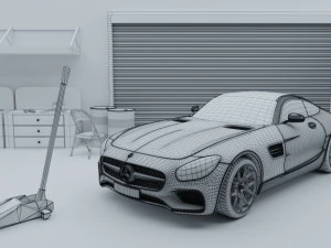 car garage with tools 3D Model