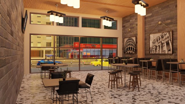 cafe interior Modelo 3D .c4d .max .obj .3ds .fbx .stl .blend 