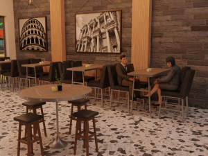 cafe interior Modelo 3D