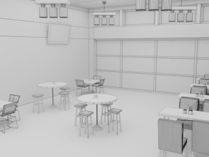 cafe interior Modelo 3D