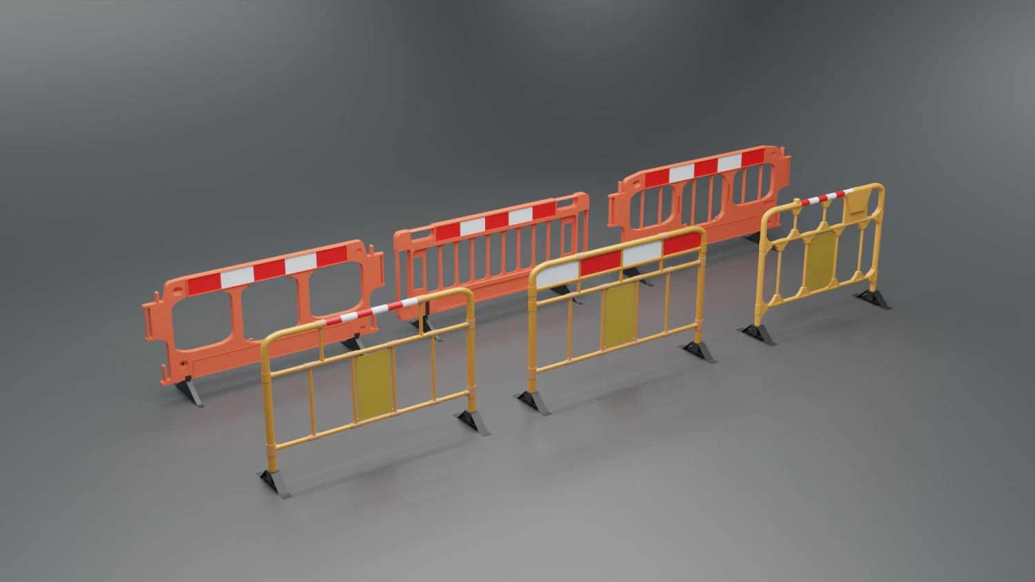 road barriers - 6 barrier 3D Model .c4d .max .obj .3ds .fbx .stl .blend