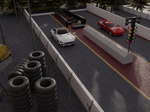 drag race - race track with 2 cars 3D-Modell