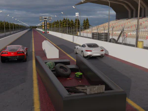 drag race - race track with 2 cars 3D Model