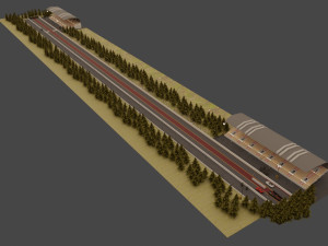 drag race - race track with 2 cars 3Dモデル