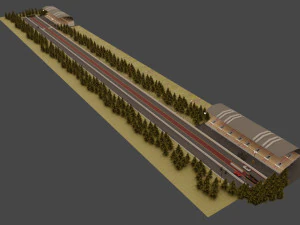 drag race - race track with 2 cars 3D Model
