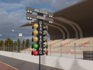 drag race - race track with 2 cars 3D Model