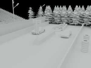 drag race - race track with 2 cars 3Dモデル