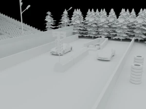 drag race - race track with 2 cars 3D Model