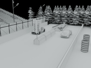 drag race - race track with 2 cars 3Dモデル