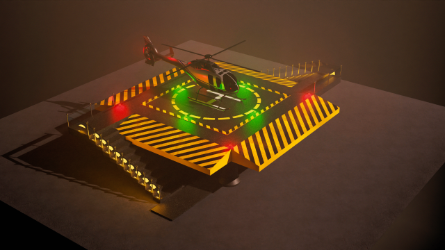 Helipad with Helicopter 3D Model .c4d .max .obj .3ds .fbx .stl .blend 