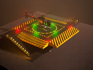Вертолітний майданчик з вертольотом 3D Модель