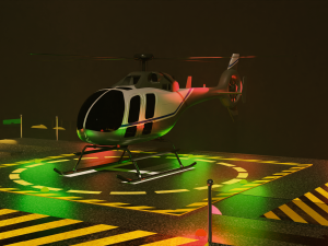 Helipad with Helicopter 3D Model