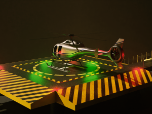 Helipad with Helicopter 3D Model
