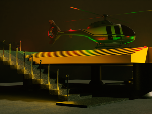Helipad with Helicopter 3D Model