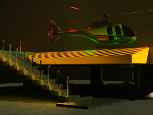 Helipad with Helicopter 3D Model