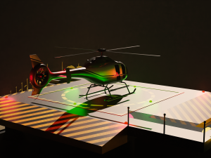 Helipad with Helicopter 3D Model