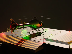 Helipad with Helicopter 3D Model