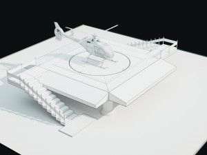 Helipad with Helicopter 3D Model