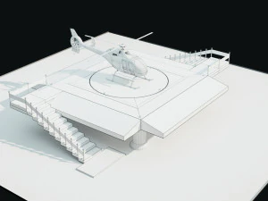 Helipad with Helicopter 3D Model