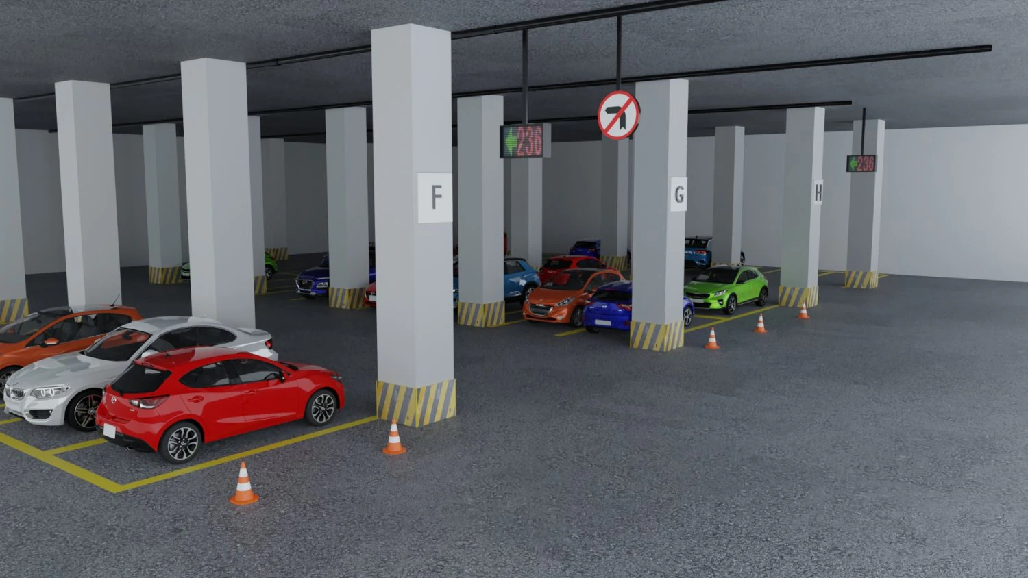 Closed Car Parking Area 3D Model .c4d .max .obj .3ds .fbx .stl .blend 
