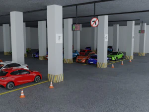 Closed Car Parking Area 3D Model