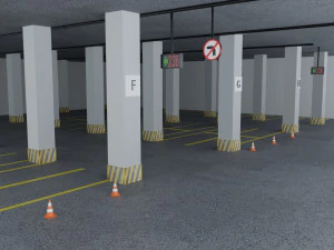 Closed Car Parking Area 3D Model