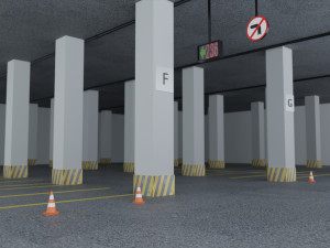 Closed Car Parking Area Modello 3D
