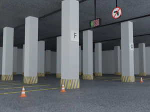 Closed Car Parking Area 3D Model