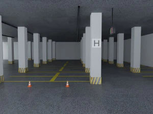 Closed Car Parking Area 3D Model