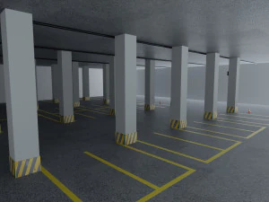 Closed Car Parking Area 3D Model