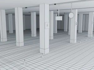 Closed Car Parking Area 3D Model