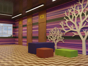 Korytarz Szkolny - Scena Korytarza Model 3D