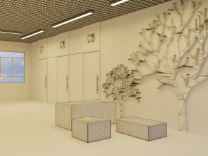 School Hallway - Corridor Scene 3D-Modell