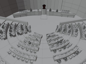 VR Conference Hall - Council - Parliament - Control Room Model 3D