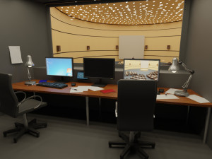 VR Conference Hall Council Parliament Control Room Modelo 3D