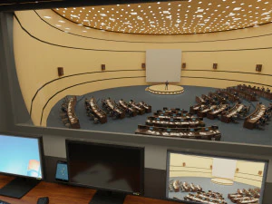 Sala de controle do parlamento do conselho da sala de confer&ecirc;ncias VR Modelo 3D
