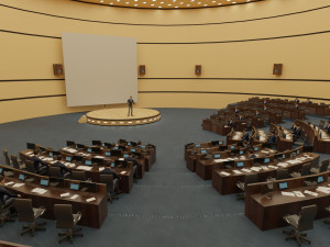 VR Conference Hall Council Parliament Control Room Modèle 3D