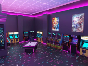 Arcade Game Hall Interior VR 3D Model