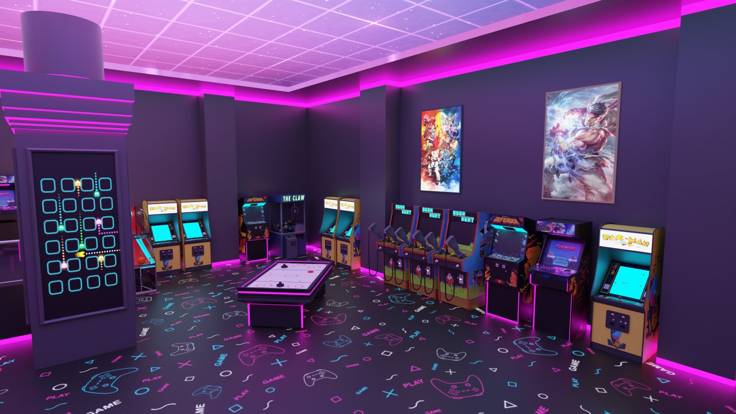 Arcade Game Hall Interior VR 3D Models in Lobby 3DExport