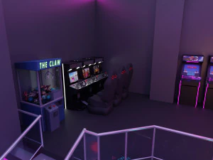 Arcade Game Hall Interior VR 3D Model