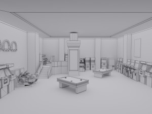Arcade Game Hall Interior VR 3D 模型