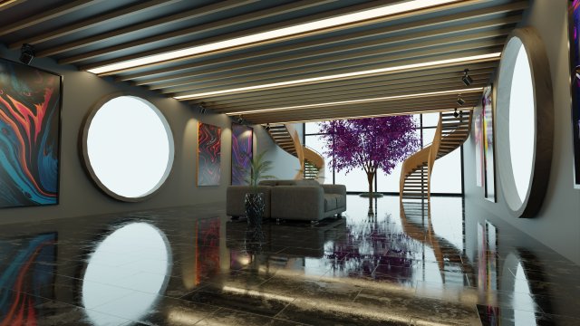 Art Gallery Interior VR 3D 모델 .c4d .max .obj .3ds .fbx .stl .blend 