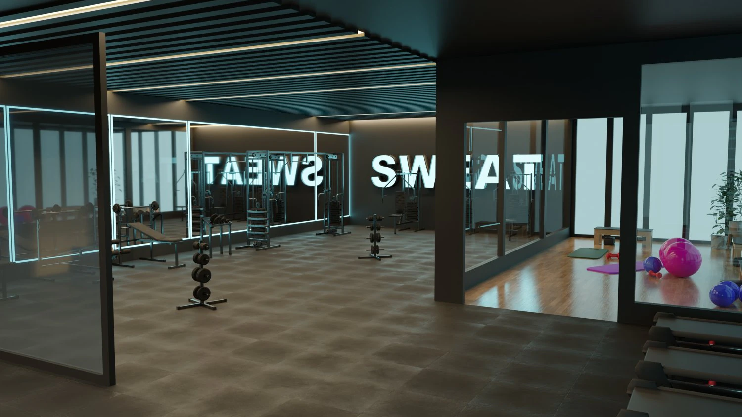 GYM Interior 3D Model .c4d .max .obj .3ds .fbx .stl .blend