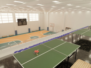 Sports Hall Basketball Court Table Tennis Area Interior 3D Модель