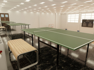 Sports Hall Basketball Court Table Tennis Area Interior Model 3D